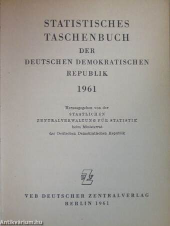 Statistisches Taschenbuch der Deutschen Demokratischen Republik 1961