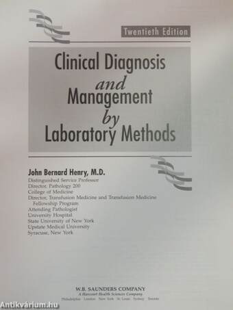 Clinical Diagnosis and Management by Laboratory Methods