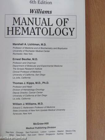 Williams Manual of Hematology