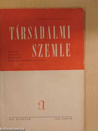 Társadalmi Szemle 1958. (nem teljes évfolyam)