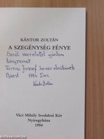 A szegénység fénye (dedikált példány)