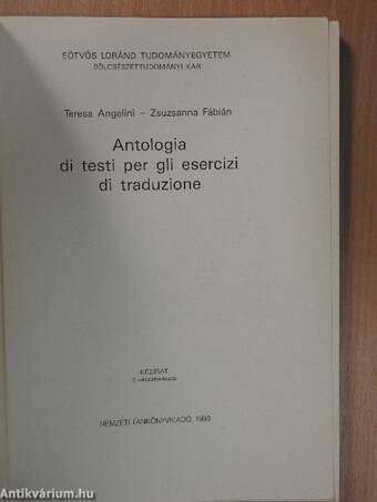 Antologia di testi per gli esercizi di traduzione