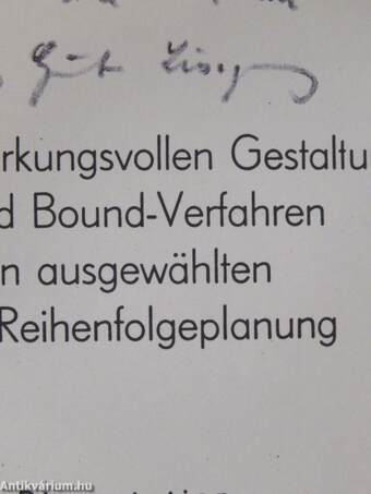 Möglichkeiten zur wirkungsvollen Gestaltung von Branch and Bound-Verfahren dargestellt an ausgewählten Problemen der Reihenfolgeplanung (dedikált példány)