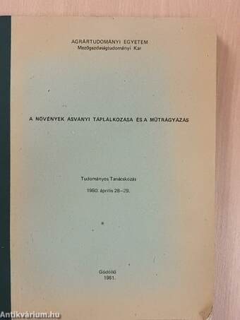 A növények ásványi táplálkozása és a mütrágyázás