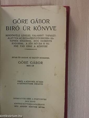 Göre Gábor biró úr könyve