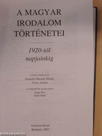 A magyar irodalom történetei III.