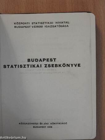 Budapest statisztikai zsebkönyve 1959