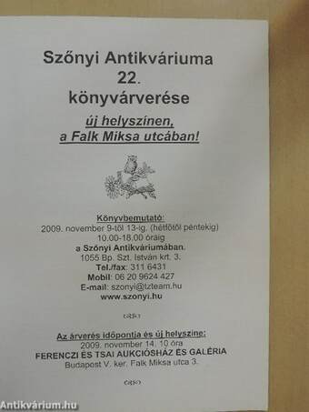 Szőnyi Antikváriuma 22. könyvárverés