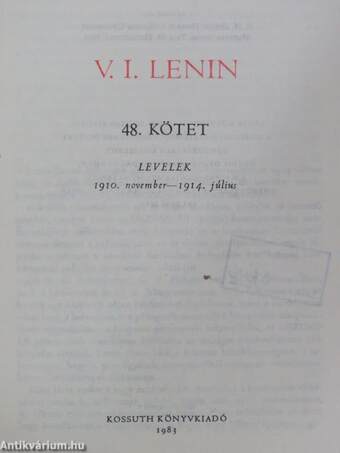 V. I. Lenin összes művei 48.