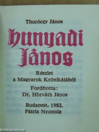 Hunyadi János (minikönyv) (számozott) - Plakettel