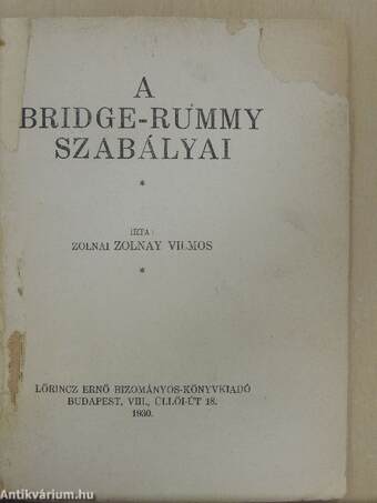 A bridge-rummy szabályai