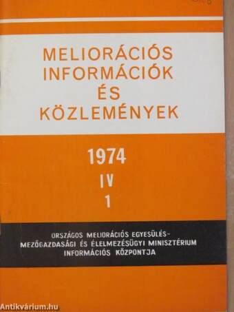 Meliorációs információk és közlemények 1974/1.