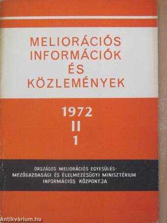 Meliorációs információk és közlemények 1972/1.