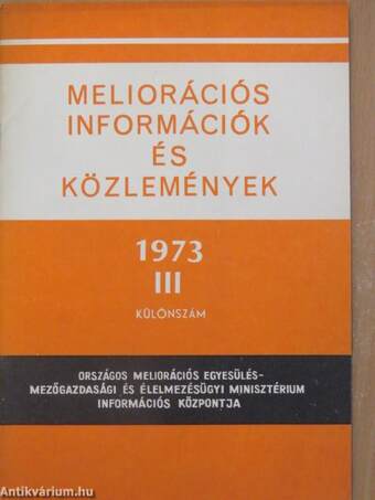 Meliorációs információk és közlemények 1973. Különszám