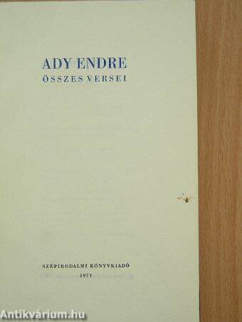 Ady Endre összes versei II. (töredék)