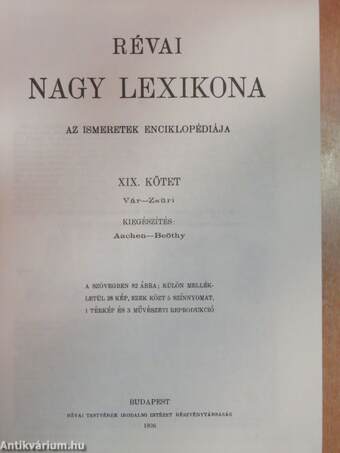 Révai nagy lexikona 19. (töredék)