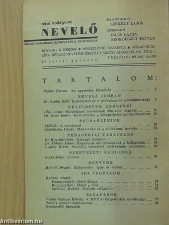 Népi kollégiumi nevelő 1949. április-május