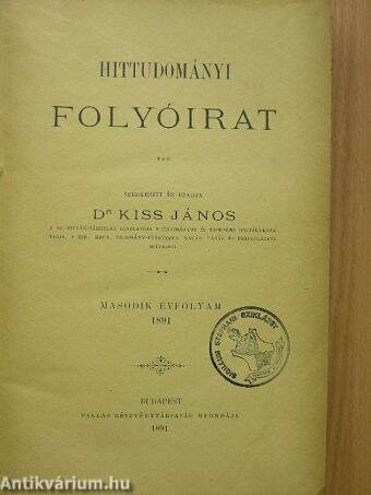 Hittudományi folyóirat 1891.
