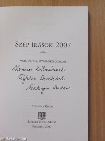 Szép írások 2007 (dedikált példány)