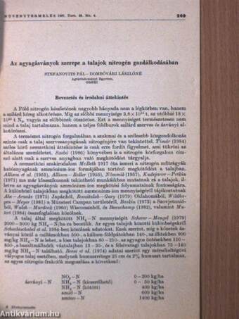 Az agyagásványok szerepe a talajok nitrogén gazdálkodásában