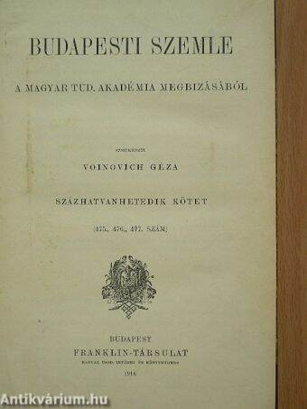 Budapesti Szemle 167. szám 475-477. szám