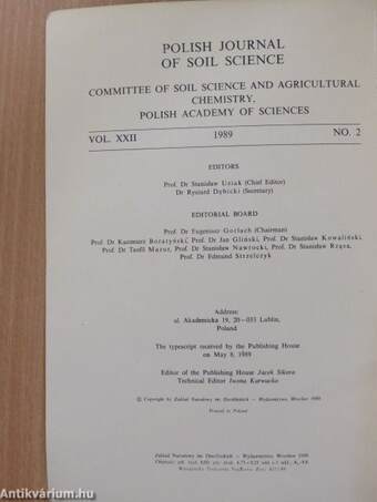 Polish Journal of Soil Science Vol. XXII, No. 2, 1989