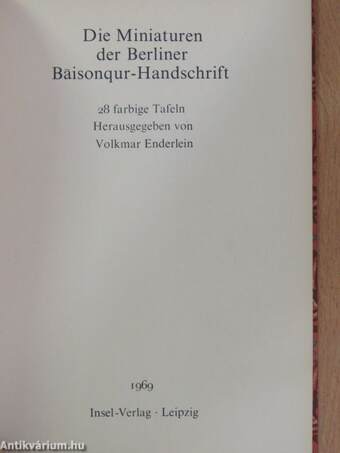 Die Miniaturen der Berliner Baisonqur-Handschrift