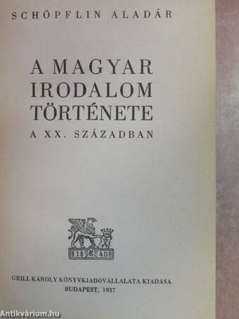 A magyar irodalom története a XX. században