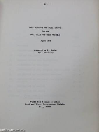 Definitions of soil units for the soil map of the world April 1968