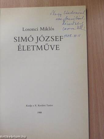 Simó József életműve (dedikált példány)