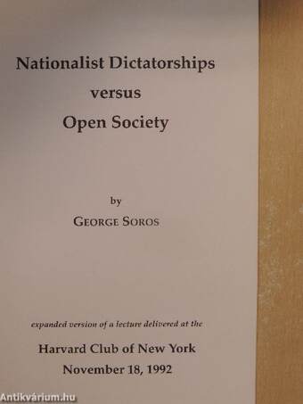 Nationalist Dictatorships versus Open Society