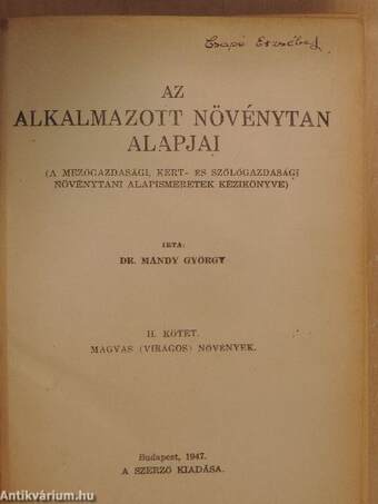 Az alkalmazott növénytan alapjai II.