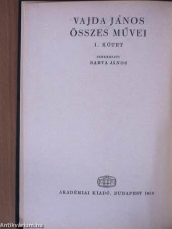 Vajda János összes művei I.