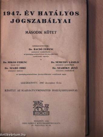 1947. év hatályos jogszabályai II.