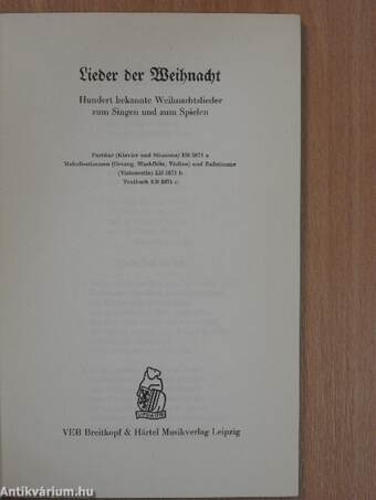 Lieder der Weihnacht - Textbuch