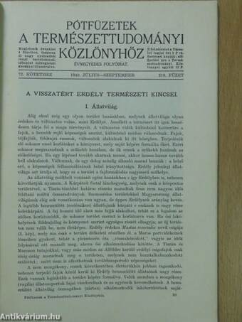 Pótfüzetek a Természettudományi Közlönyhöz 1940. július-szeptember