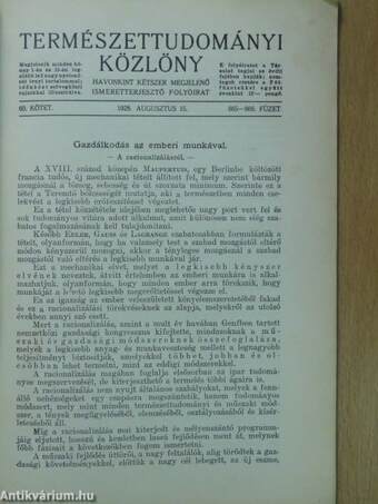 Természettudományi Közlöny 1928. augusztus 1-15.