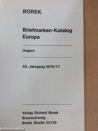 BOREK Briefmarken-Katalog Europa - Ungarn