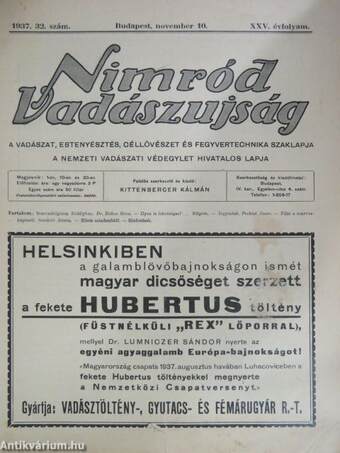 Nimród Vadászujság 1937. november 10.