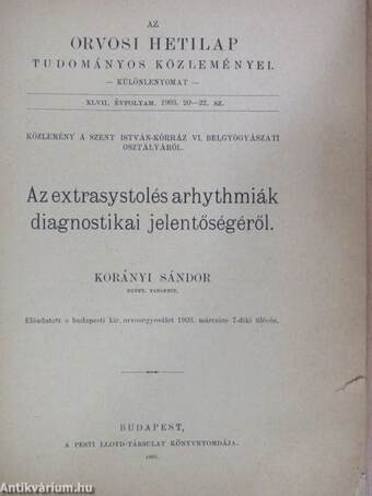 Az extrasystolés arhythmiák diagnostikai jelentőségéről