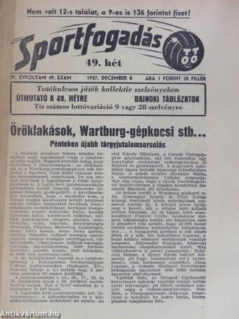 Sportfogadás 1957. december 8.