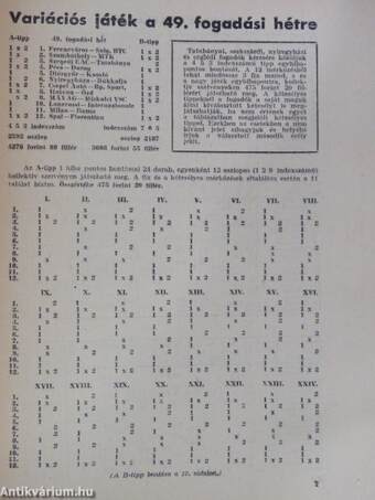 Sportfogadás 1957. december 8.