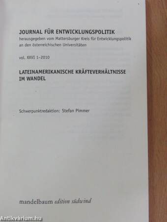 Journal für Entwicklungspolitik 2010/1