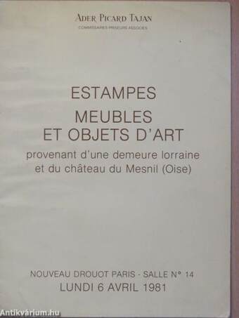 Estampes meubles et objets d'art