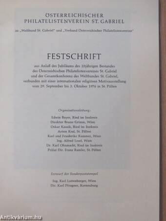 Festschrift - 25 Jahre Österreichischer Philatelistenverein St. Gabriel