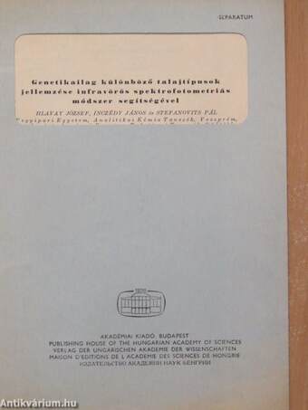 Genetikailag különböző talajtípusok jellemzése infravörös spektrofotometriás módszer segítségével