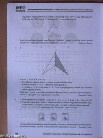 Válogatott matematika felvételi feladatsorok 8.osztályosoknak