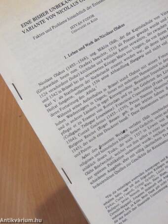 Eine bisher unbekannte handschriftliche variante von Nicolaus Olahus' "Hungaria"