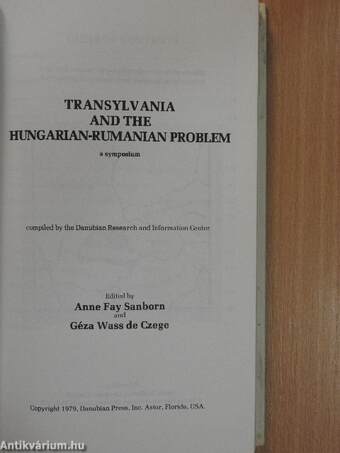 Transylvania and the Hungarian-Rumanian Problem