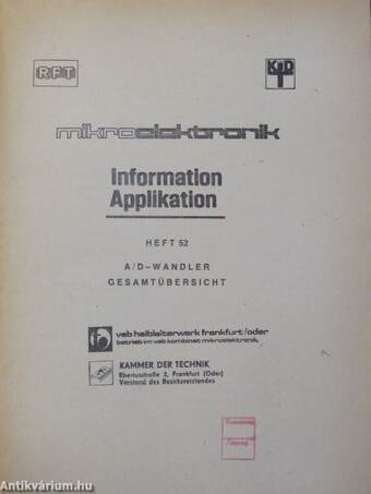 RFT MikroElektronik Information Applikation 52.